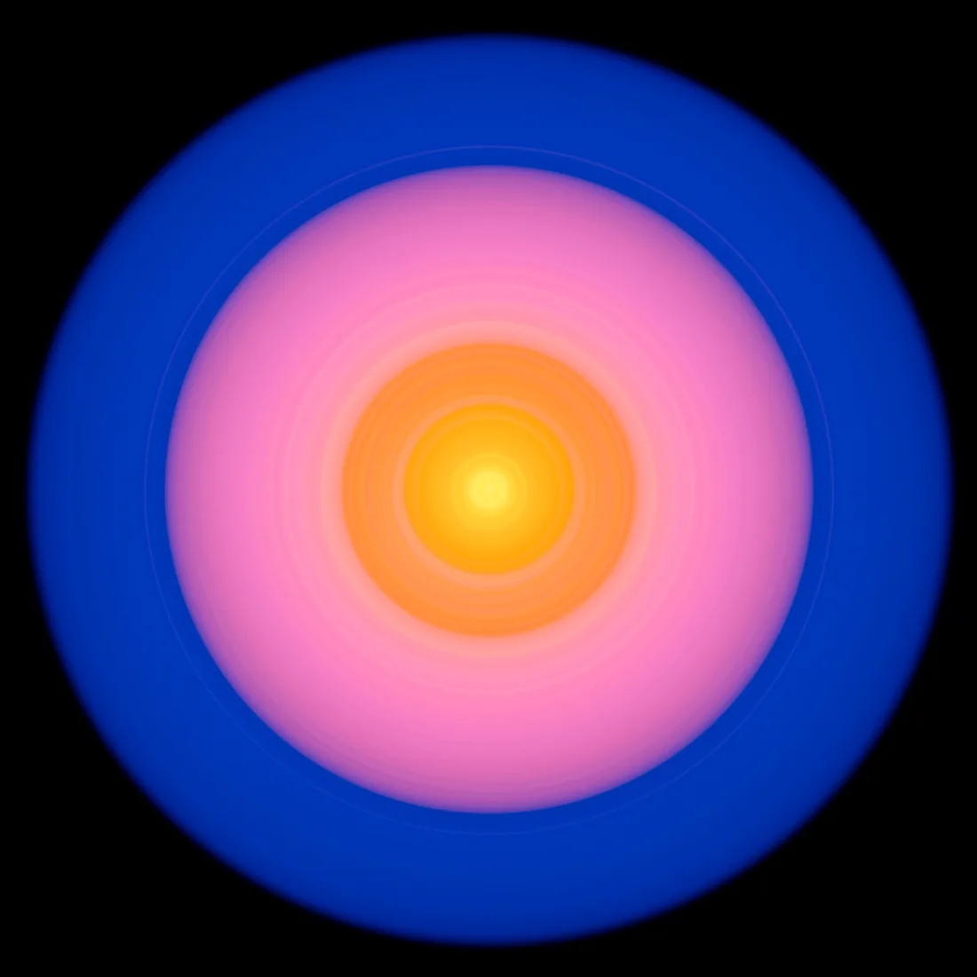A Circular Light photograph by Michael Hill: concentric blue and pink rings glowing inward to a bright orange center